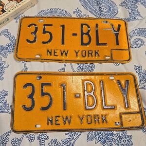 Vintage New York License Plates Bundle Of 2